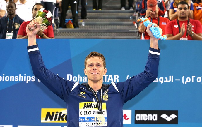 Cesar Cielo, medalha de ouro, Mundial de Natação Doha (Foto: Satiro Sodré / SSpress)