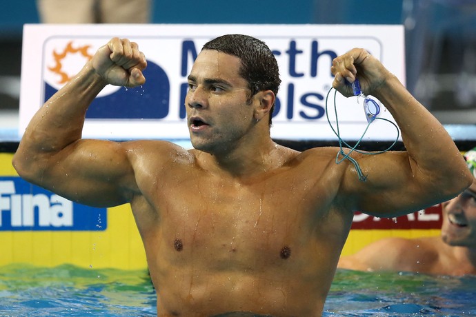 Felipe França é campeão mundial dos 50m peito (Foto: Satiro Sodré/SSPRESS)